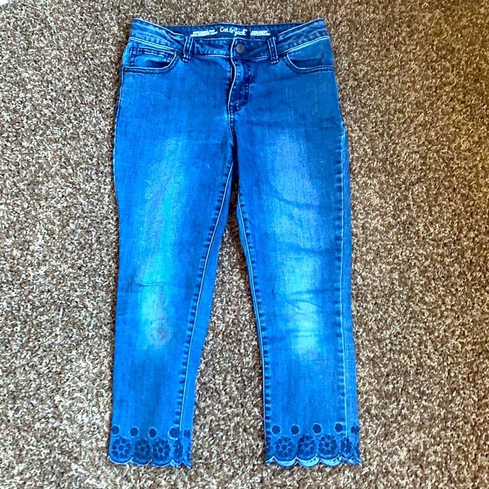 Cat and Jack Blue Jeans With Design at Bottom